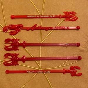 Vintage plastic lobster drink stirs